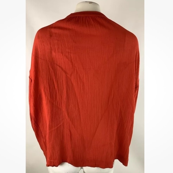 Madewell Sz XS 100% Cotton Gauze Embroidered Tunic Top Red Tie Neck Boho - Picture 4 of 6